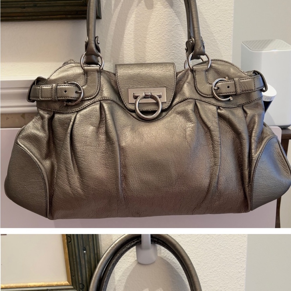Metallic Gray Designer Handbag